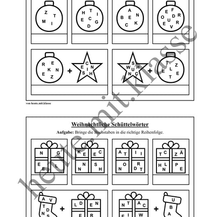 Schüttelwörter: Weihnachten & Advent (Worträtsel)