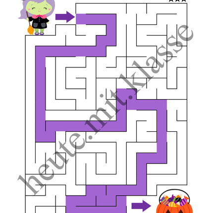 Labyrinth: Halloween (Rätsel für 1. & 2. Klasse)
