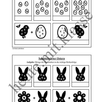 Schüttelwörter: Ostern (Worträtsel)