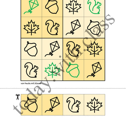 Sudoku: 4x4 Herbst (Rätsel für Vorschule & Anfangsunterricht)