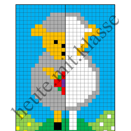 Pixel-Bilder: Ostern (Symmetrie / Pixel-Art)