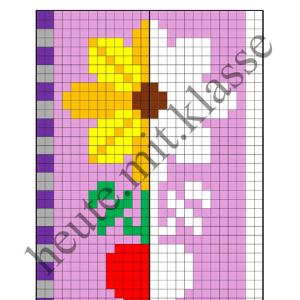 Pixel-Bilder: Frühling (Symmetrie / Pixel-Art)