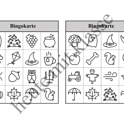 Bingo Spiel: Herbst & Halloween