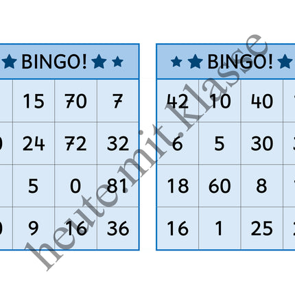 Bingo-Spiel: Das kleine 1x1 üben (Multiplikation & Division)