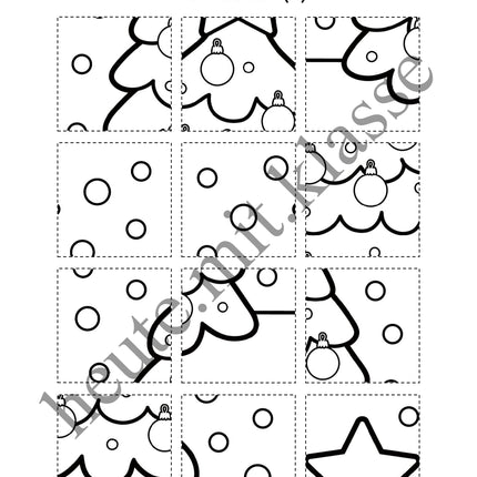3x Puzzles & Ausmalbilder: Im Weihnachten (Schneideübung)