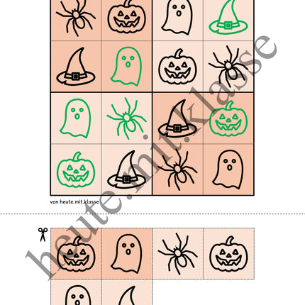 Sudoku 4x4: Halloween (Rätsel für Vorschule & Anfangsunterricht)