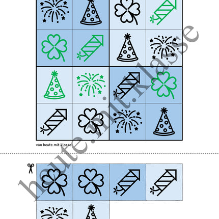 Sudoku 4x4: Neujahr & Silvester (Rätsel für Vorschule & Anfangsunterricht)