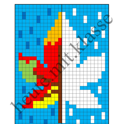 Pixel-Bilder: Herbst (Symmetrie / Pixel-Art)