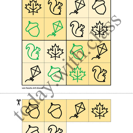 Sudoku: 4x4 Herbst (Rätsel für Vorschule & Anfangsunterricht)