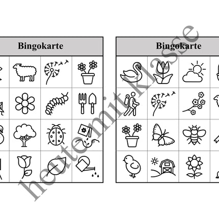 Bingo-Spiel: Frühling & Ostern