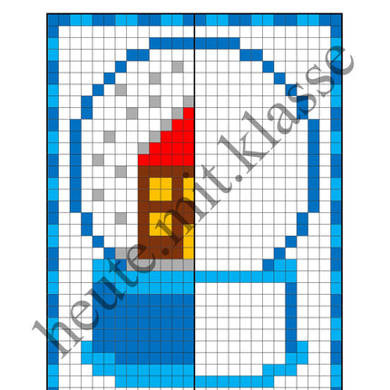 Pixel-Bilder: Winter (Symmetrie / Pixel-Art)