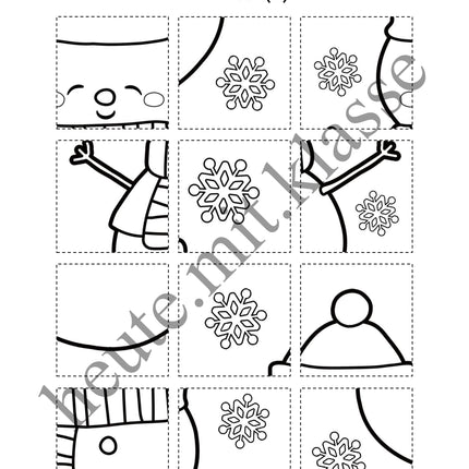 3x Puzzles & Ausmalbilder: Im Winter (Schneideübung)