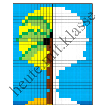 Pixel-Bilder: Sommer & Sommerferien (Symmetrie / Pixel-Art)