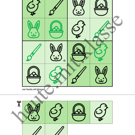 Sudoku: 4x4 Ostern (Rätsel für Vorschule & Anfangsunterricht)