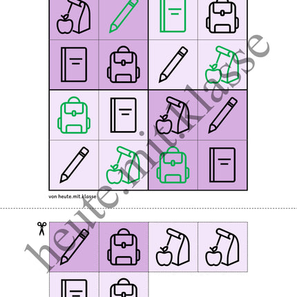 Sudoku 4x4: In der Schule (Rätsel für Vorschule & Anfangsunterricht)