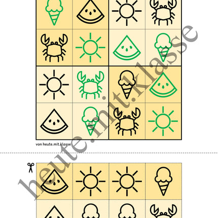 Sudoku 4x4: Sommer (Rätsel für Vorschule & Anfangsunterricht)