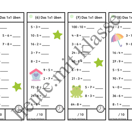 Rechenhäppchen / Tägliche Übung: Im Frühling - Kleines 1x1 (Multiplikation & Division)