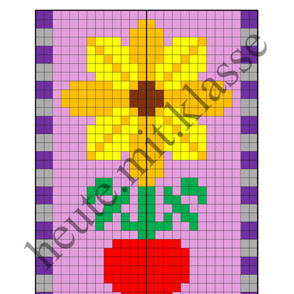 Pixel-Bilder: Frühling (Symmetrie / Pixel-Art)