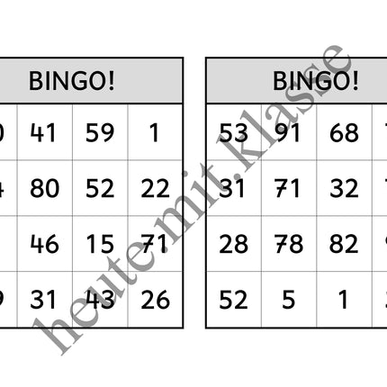 Bingo-Spiel: Rechnen im Zahlenraum bis 100 (Addition & Subtraktion)