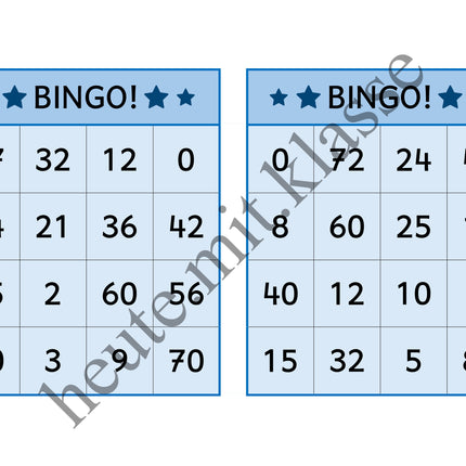 Bingo-Spiel: Das kleine 1x1 üben (Multiplikation & Division)