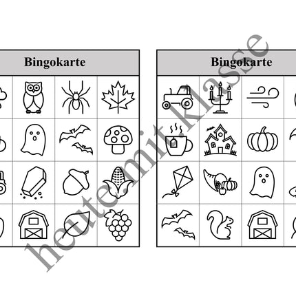 Bingo Spiel: Herbst & Halloween