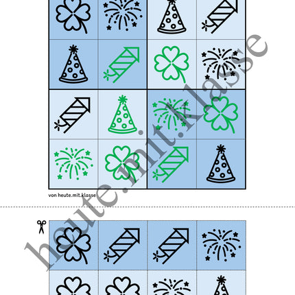 Sudoku 4x4: Neujahr & Silvester (Rätsel für Vorschule & Anfangsunterricht)
