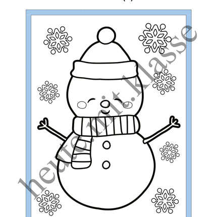 3x Puzzles & Ausmalbilder: Im Winter (Schneideübung)