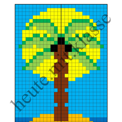 Pixel-Bilder: Sommer & Sommerferien (Symmetrie / Pixel-Art)