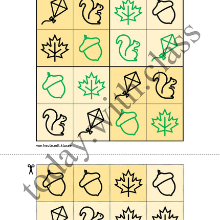 Sudoku: 4x4 Herbst (Rätsel für Vorschule & Anfangsunterricht)