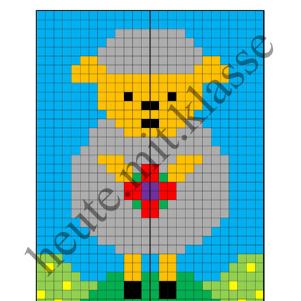 Pixel-Bilder: Ostern (Symmetrie / Pixel-Art)