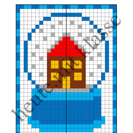 Pixel-Bilder: Winter (Symmetrie / Pixel-Art)