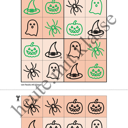 Sudoku 4x4: Halloween (Rätsel für Vorschule & Anfangsunterricht)