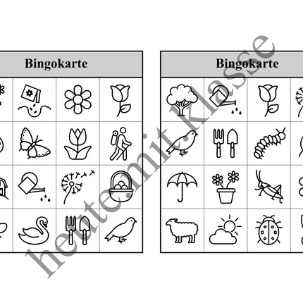 Bingo-Spiel: Frühling & Ostern