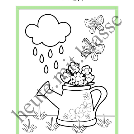 3x Puzzles & Ausmalbilder: Im Frühling (Schneideübung)