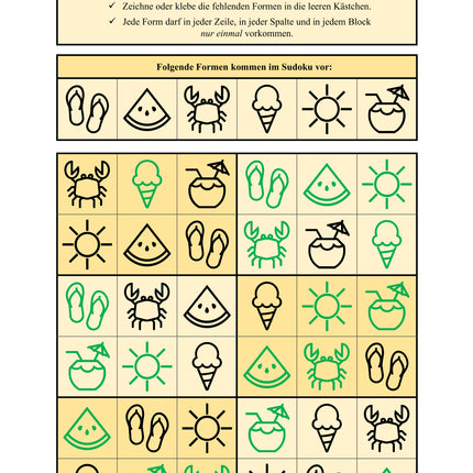 Sudoku 6x6: Sommer & Sommerferien - Logisches Denken fördern!