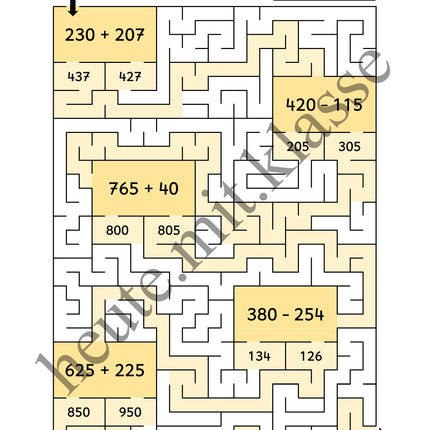 Rechenlabyrinthe: Addition und Subtraktion im Zahlenraum bis 1000