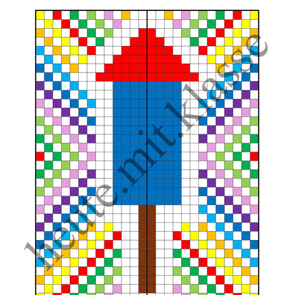 Pixel-Bilder: Neujahr & Silvester (Symmetrie / Pixel-Art)