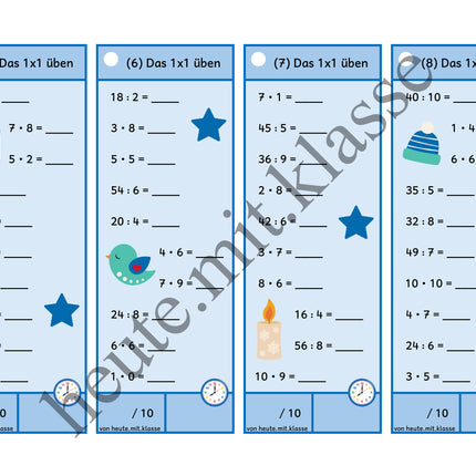 Rechenhäppchen / Tägliche Übung: Im Winter - Kleines 1x1 (Multiplikation & Division)