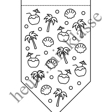 Kooperative Girlande zum Ausmalen: Sommer & Sommerferien (Ausmalbilder)