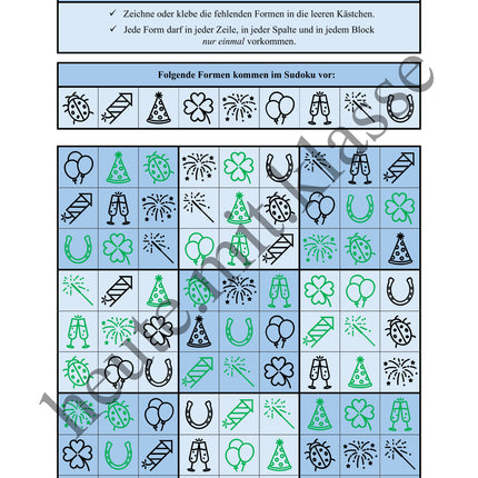 Sudoku 9x9: Neujahr & Silvester - Logisches Denken fördern!