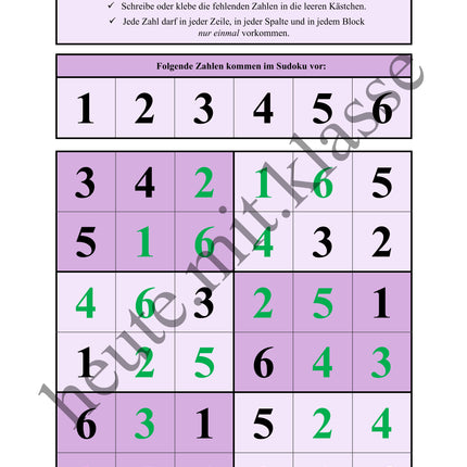 Sudoku 6x6: Klassisch mit Zahlen - Logisches Denken fördern!