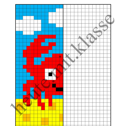 Pixel-Bilder: Sommer & Sommerferien (Symmetrie / Pixel-Art)