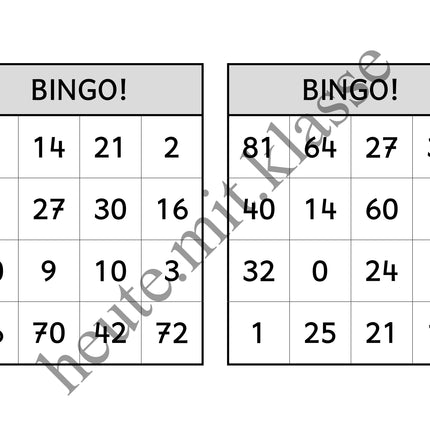 Bingo-Spiel: Das kleine 1x1 üben (Multiplikation & Division)