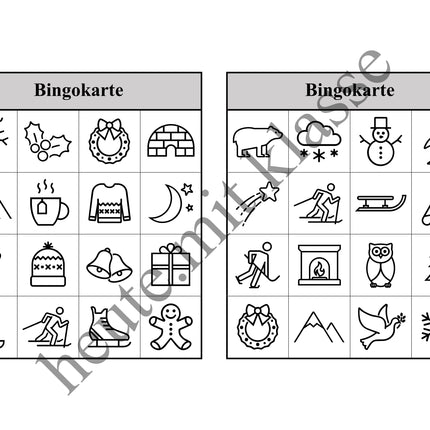 Bingo Spiel: Winter & Weihnachten