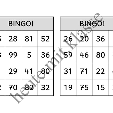 Bingo-Spiel: Rechnen im Zahlenraum bis 100 (Addition & Subtraktion)