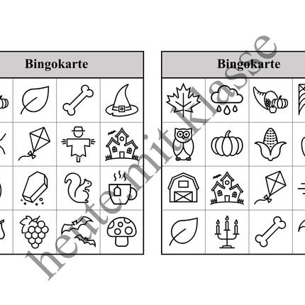 Bingo Spiel: Herbst & Halloween