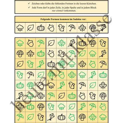 Sudoku 9x9: Herbst - Logisches Denken fördern!