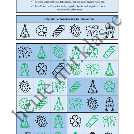 Sudoku 6x6: Neujahr & Silvester - Logisches Denken fördern!