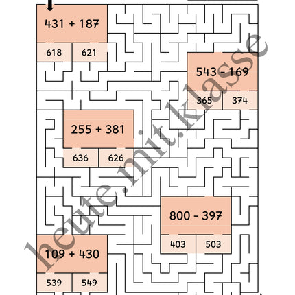 Rechenlabyrinthe: Addition und Subtraktion im Zahlenraum bis 1000