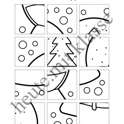 3x Puzzles & Ausmalbilder: Im Winter (Schneideübung)